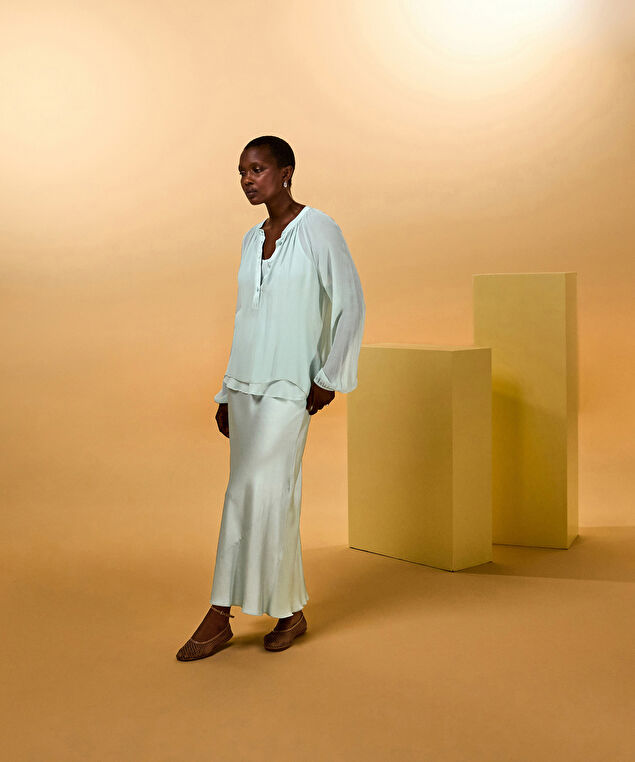 Rodier Blouse Fluide Vert D'eau