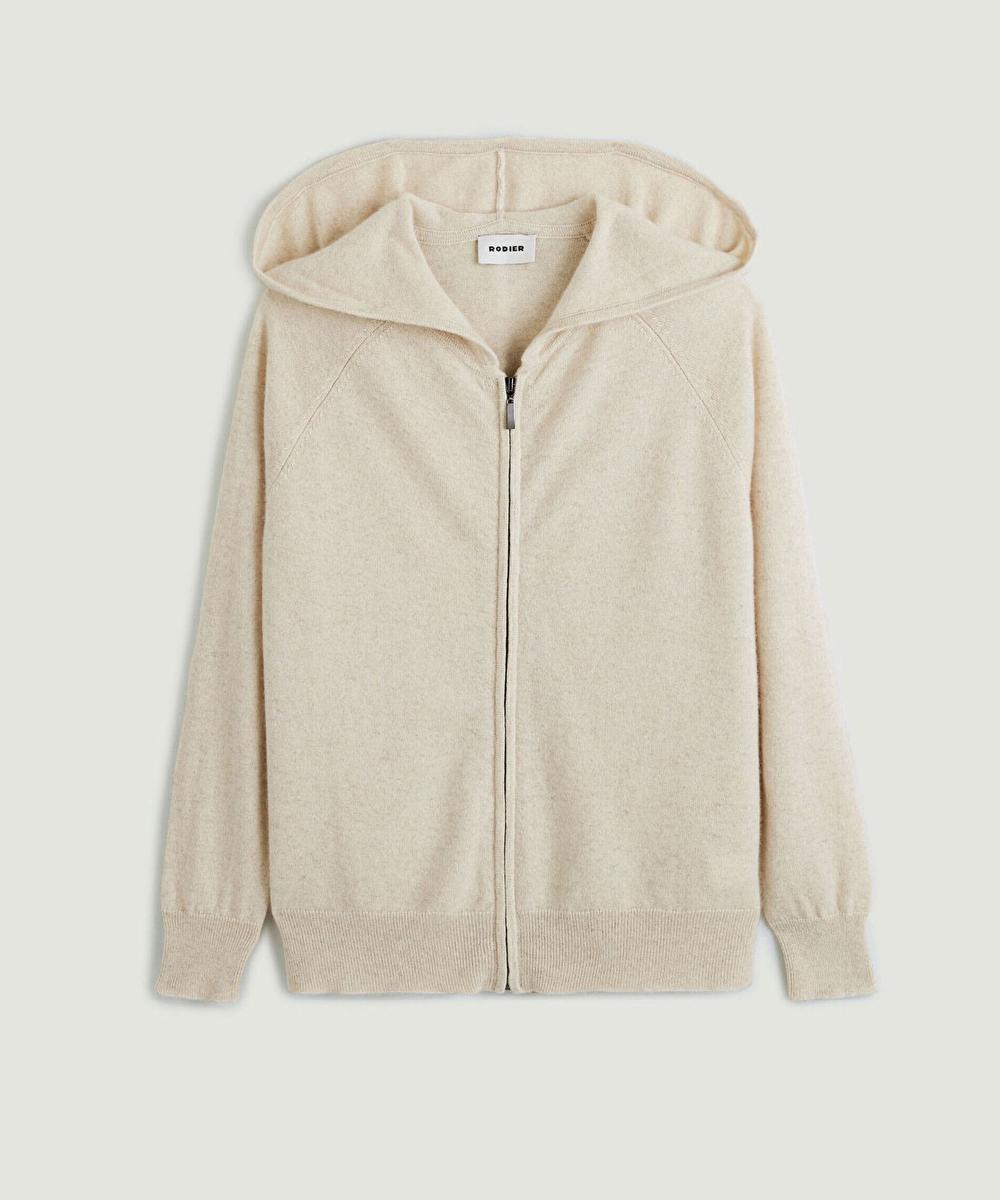 rodier Blouson à capuche en cachemire blanc crème