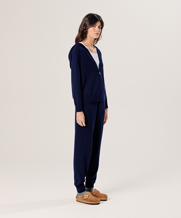 Rodier Blouson à Capuche En Cachemire Bleu Marine