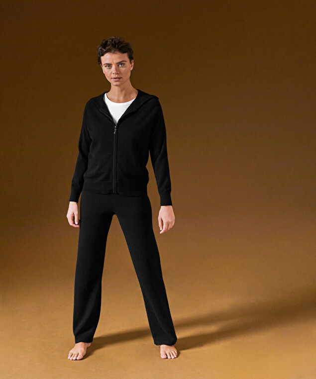 Rodier Blouson à Capuche En Cachemire Noir