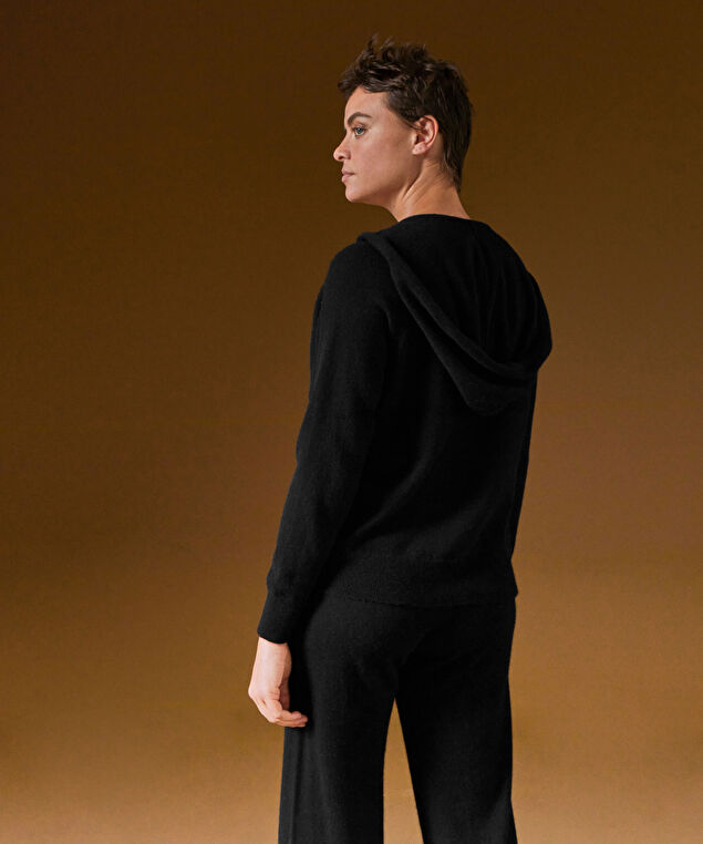 Rodier Blouson à Capuche En Cachemire Noir