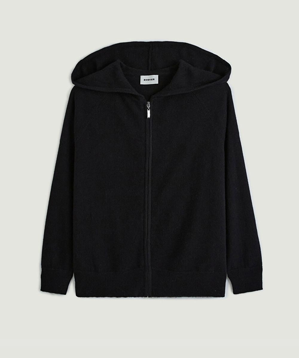 rodier Blouson à capuche en cachemire noir