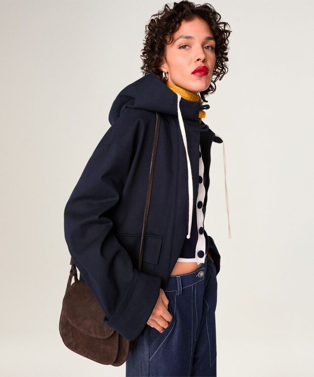 Rodier Blouson Oversize à Capuche Bleu Marine