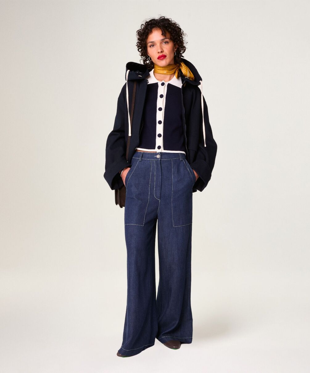rodier Blouson oversize à capuche bleu marine
