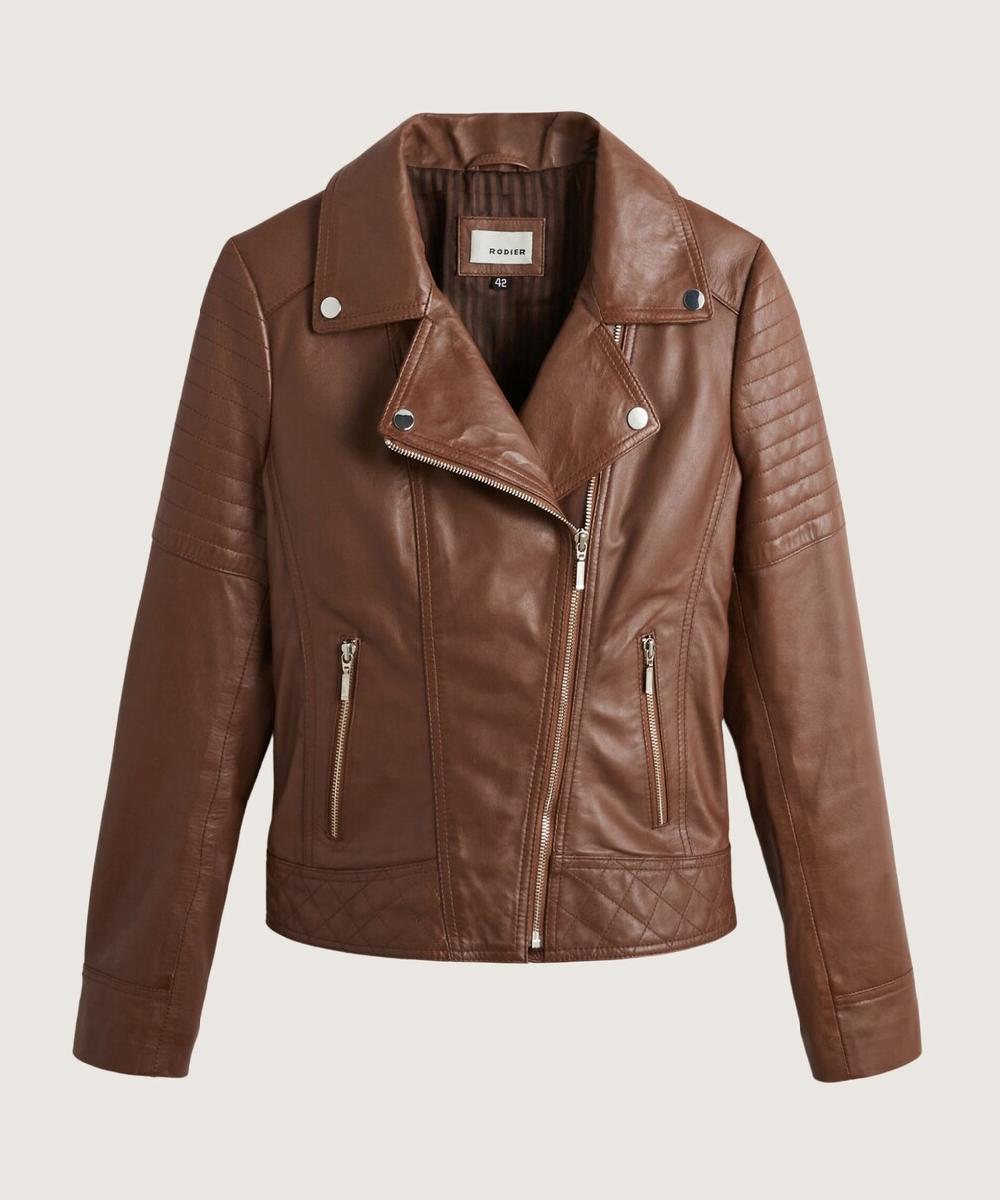 rodier Blouson perfecto en cuir marron