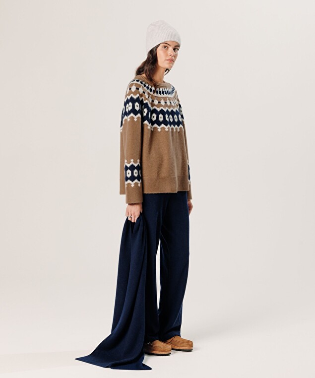 Rodier Bonnet Bicolore En Cachemire Gris Clair