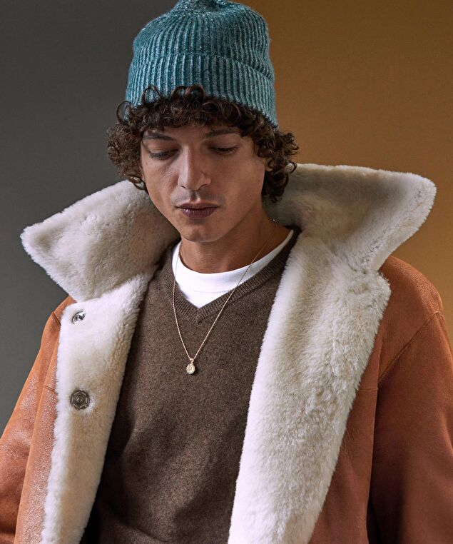 Rodier Bonnet Bicolore En Cachemire Vert Canard