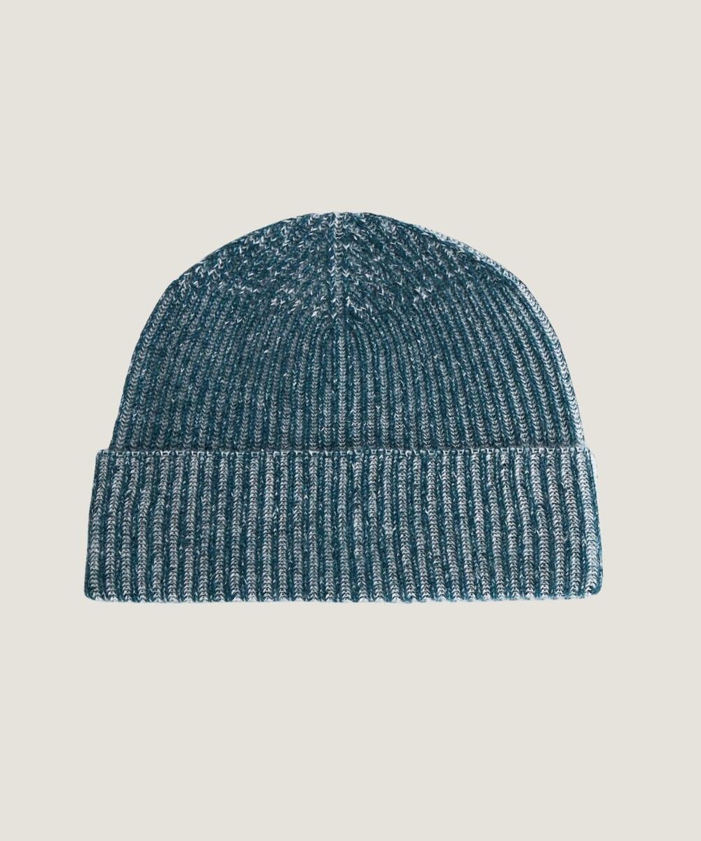 rodier Bonnet bicolore en cachemire vert canard