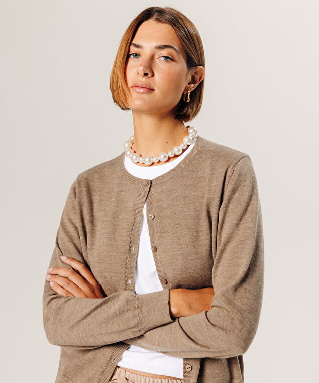 Rodier Cardigan En Laine Mérinos Beige