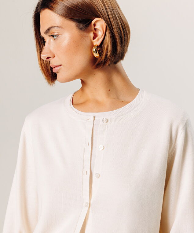 Rodier Cardigan En Laine Mérinos Blanc