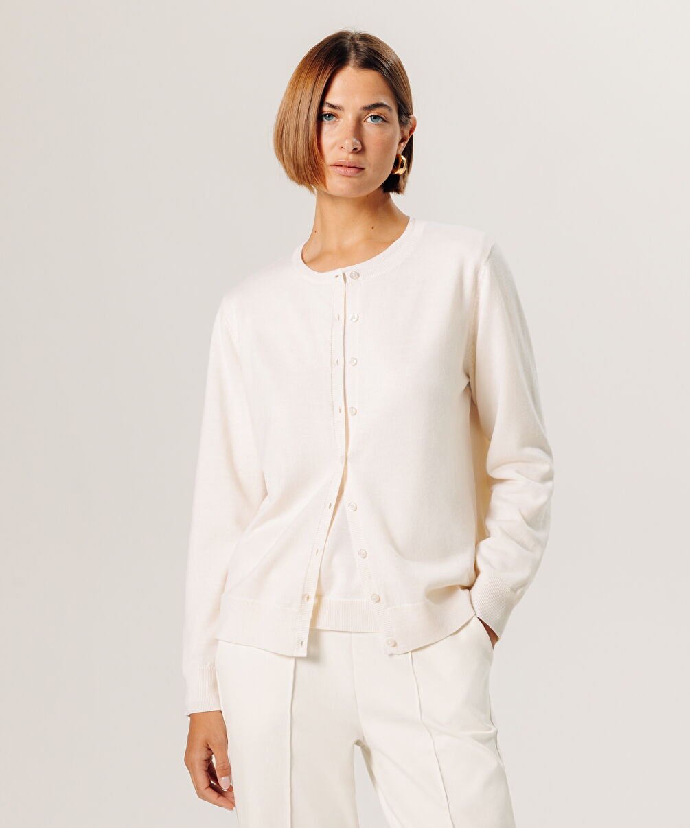 rodier Cardigan en laine mérinos blanc