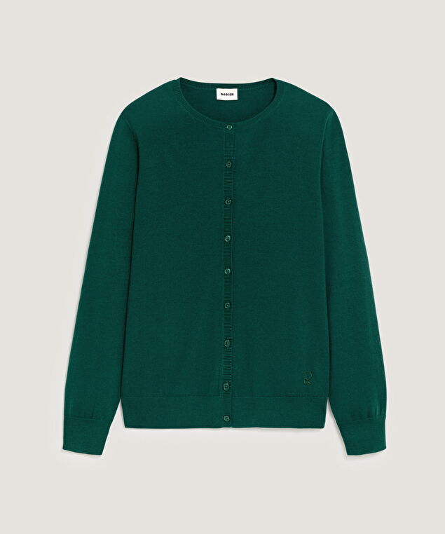Rodier Cardigan En Laine Mérinos Vert Anglais