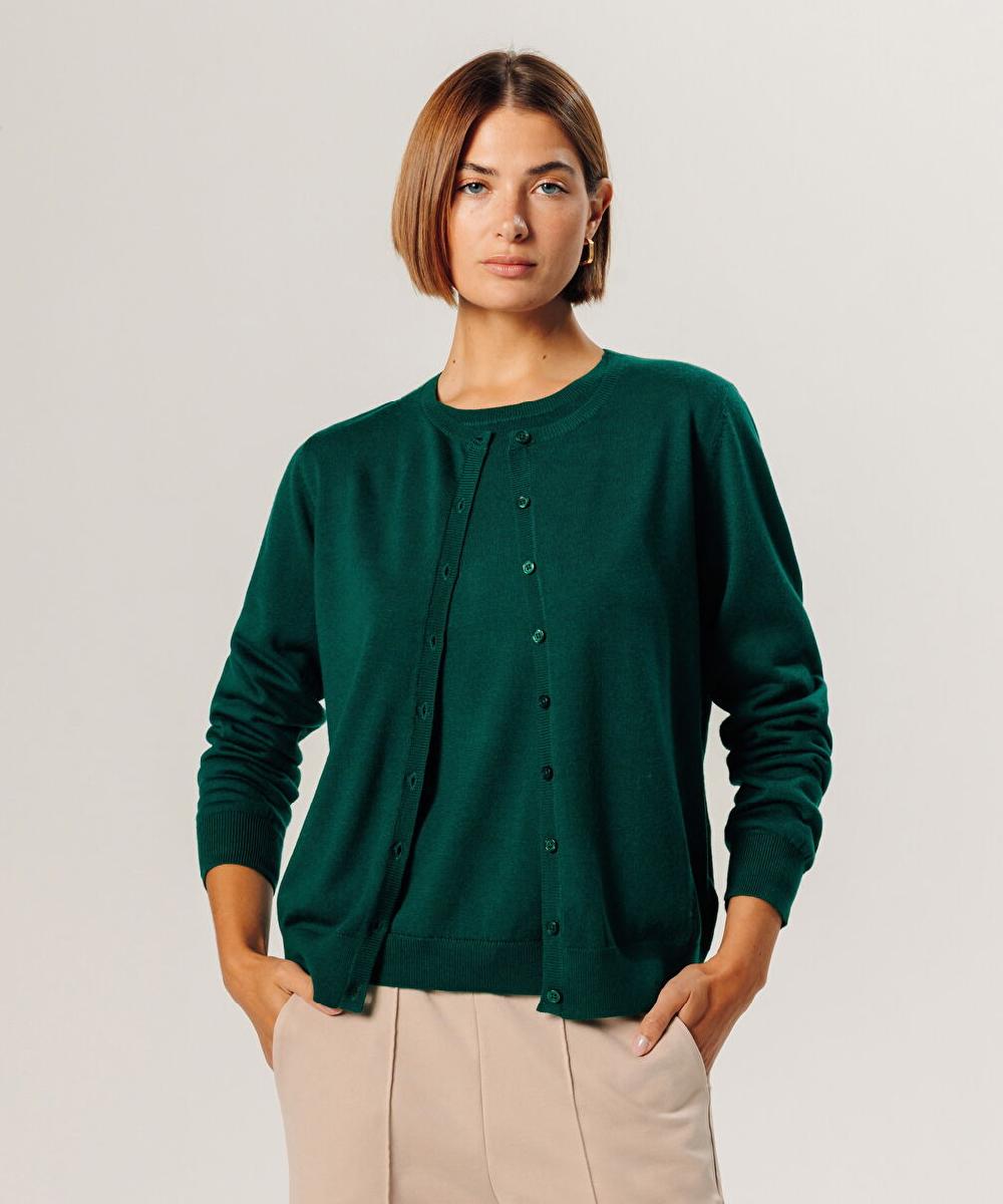 rodier Cardigan en laine mérinos vert anglais