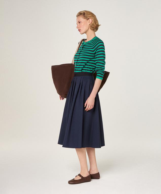 Rodier Cardigan Rayé En Coton Et Soie Vert Foncé