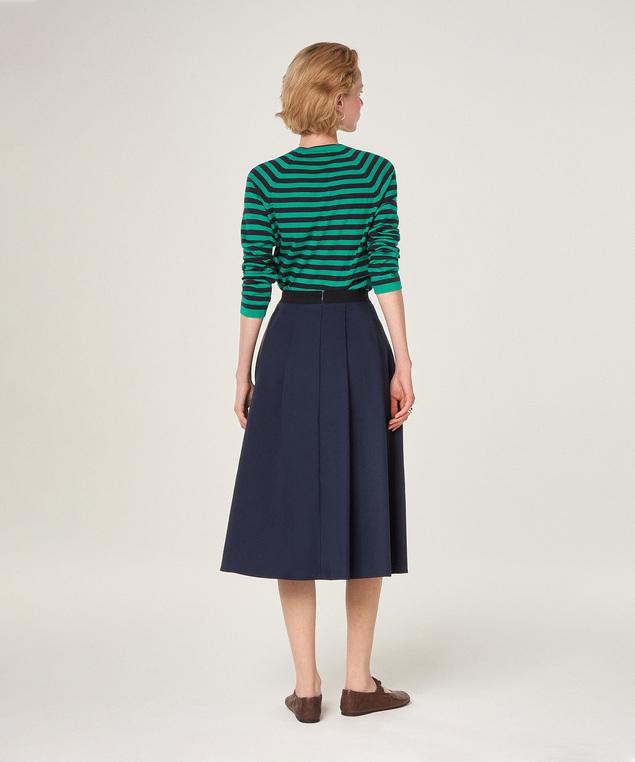 Rodier Cardigan Rayé En Coton Et Soie Vert Foncé