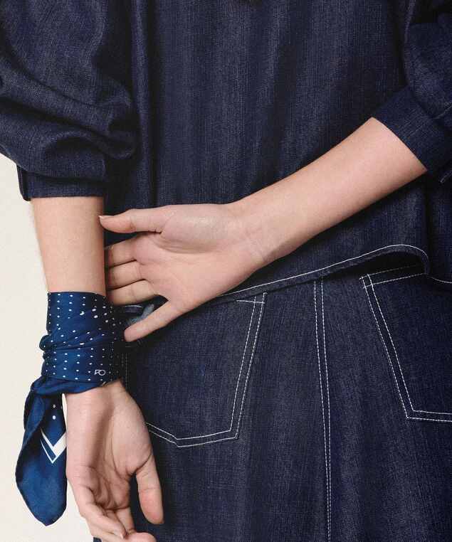 Rodier Carré En Soie à Pois Bleu Marine