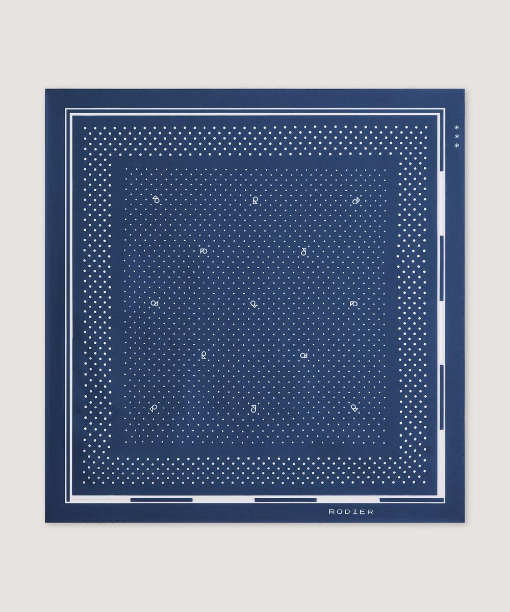 rodier Carré en soie à pois bleu marine