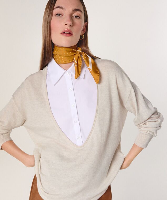 Rodier Carré En Soie à Pois Jaune Ocre