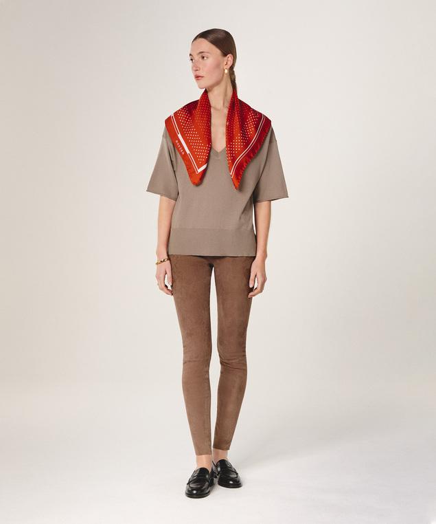 Rodier Carré En Soie à Pois Orange Rouille