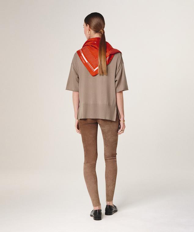 Rodier Carré En Soie à Pois Orange Rouille