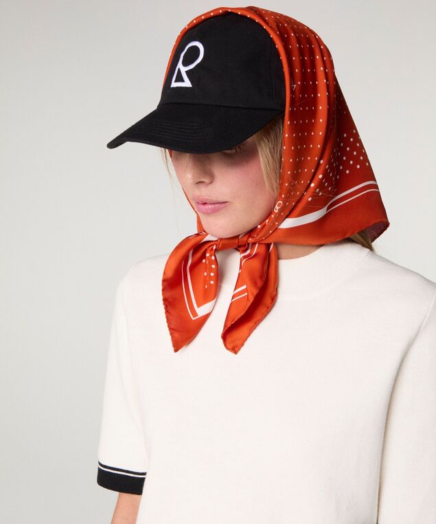 Rodier Carré En Soie à Pois Orange Rouille