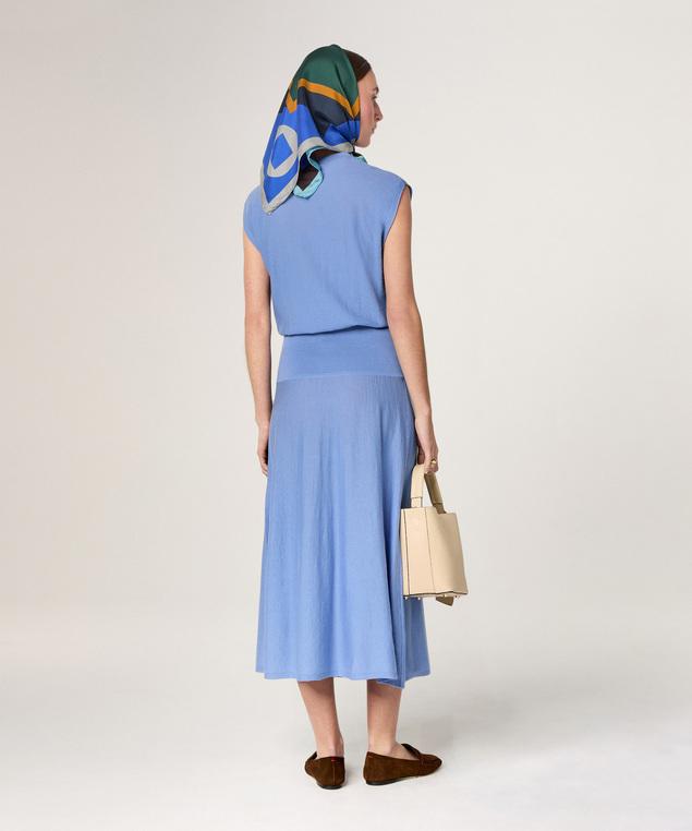 Rodier Carré En Soie Géométrique Bleu