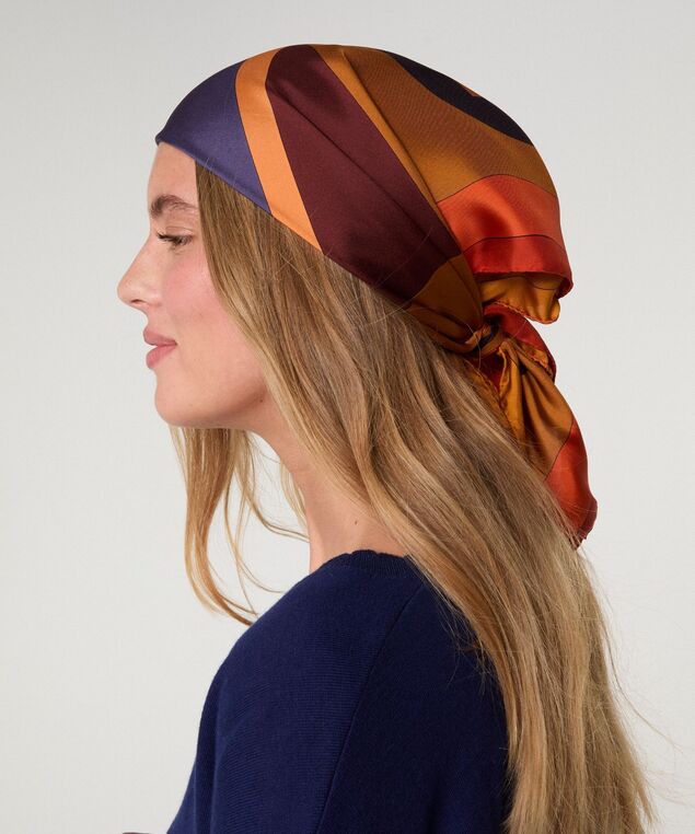 Rodier Carré En Soie Géométrique Marron