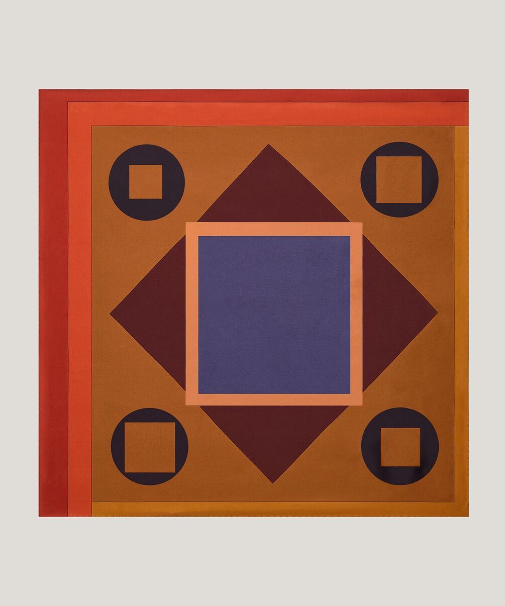 rodier Carré en soie géométrique marron