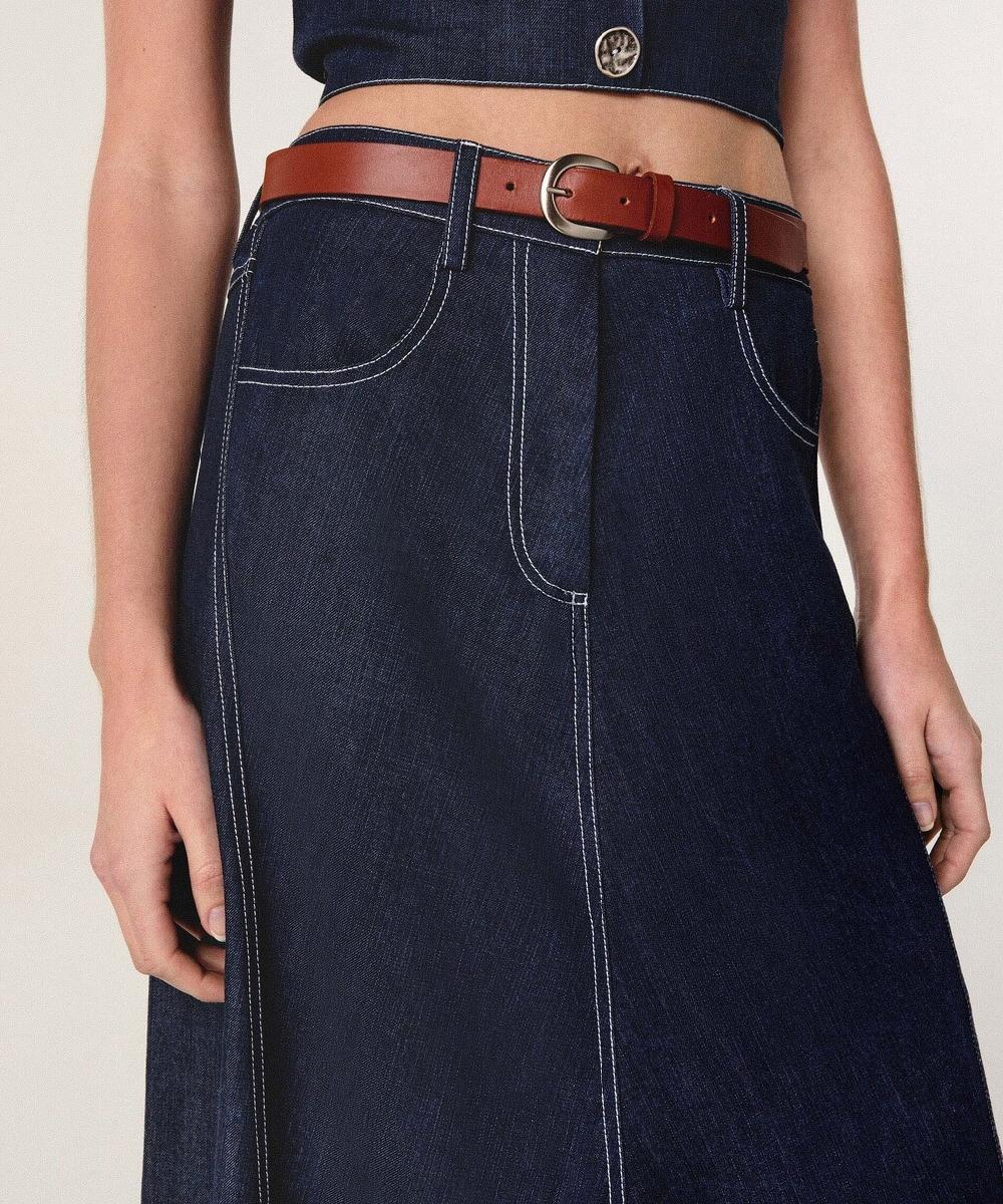 rodier Ceinture fine en cuir marron