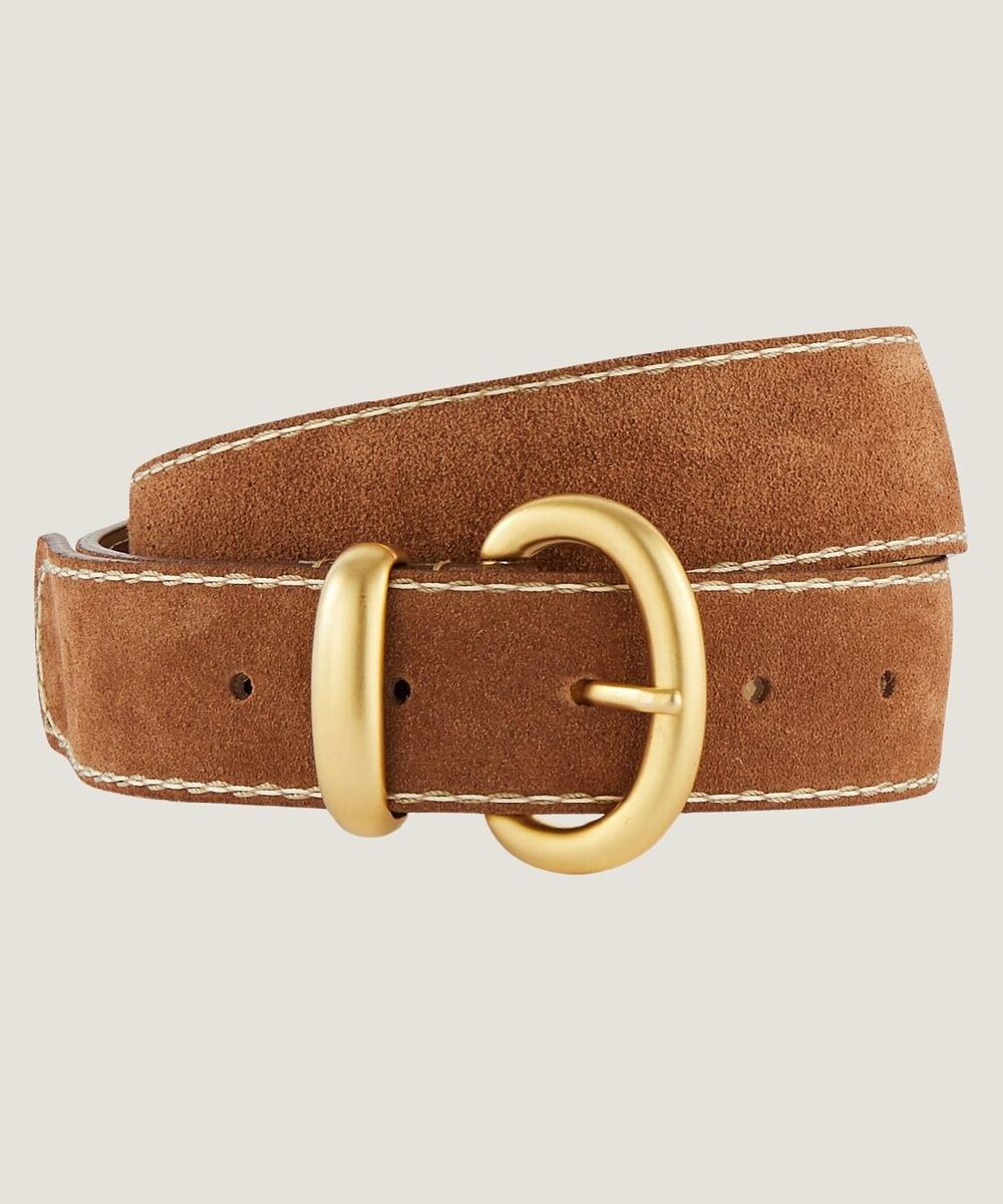 rodier Ceinture fine en cuir surpiquée camel