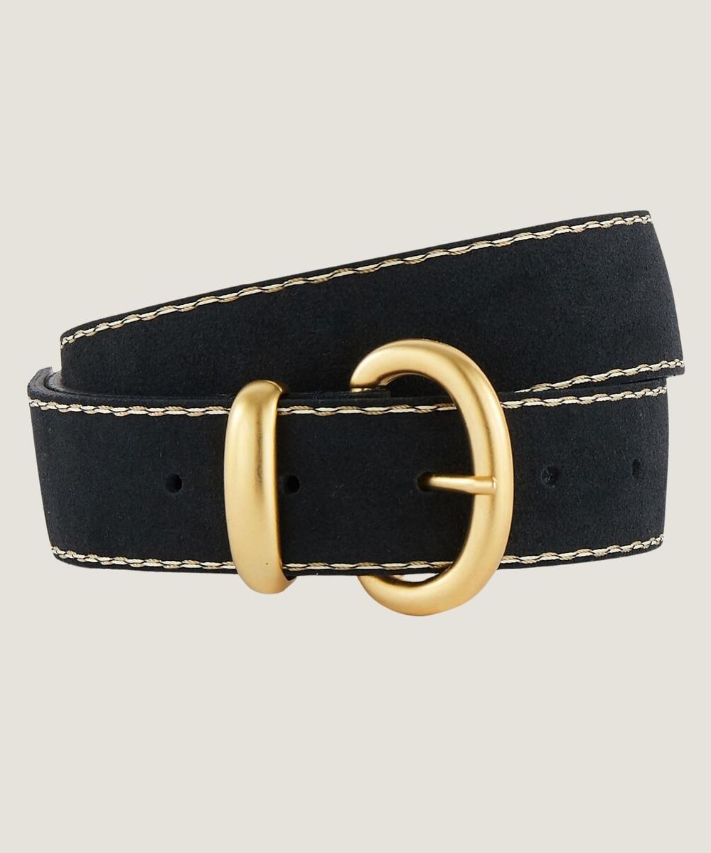 rodier Ceinture fine en cuir surpiquée marine