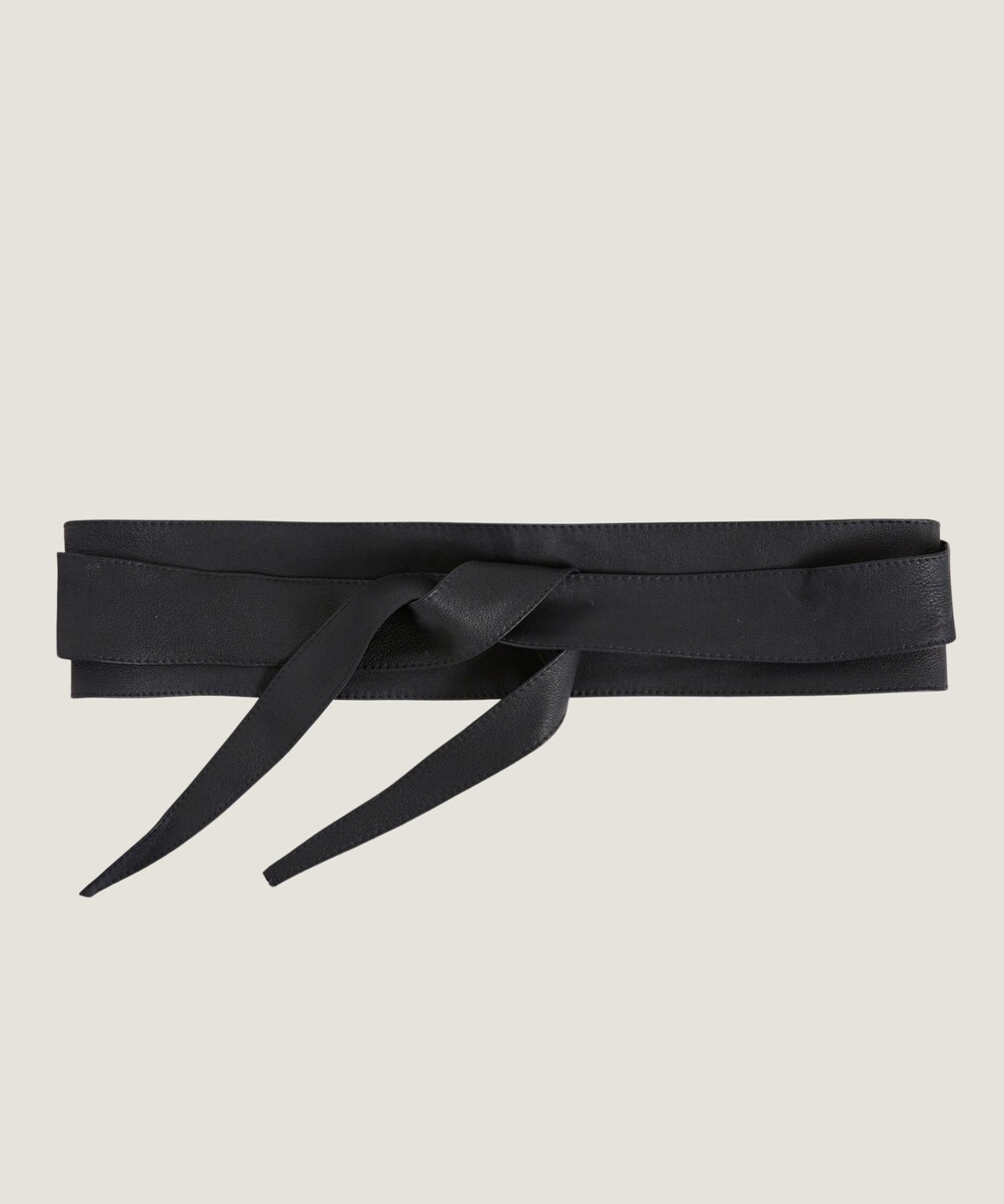 rodier Ceinture large à nouer en cuir bleu marine