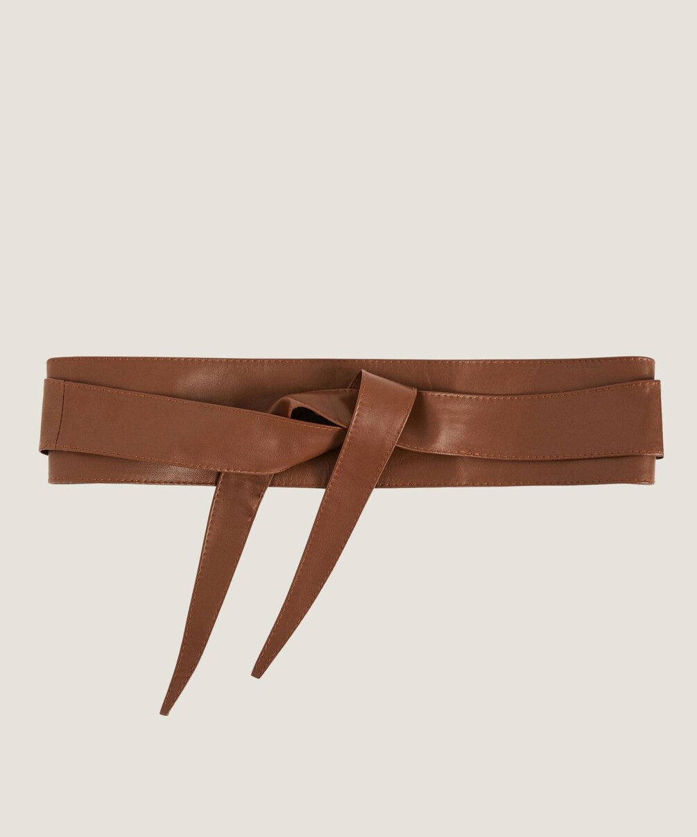 rodier Ceinture large à nouer en cuir marron foncé