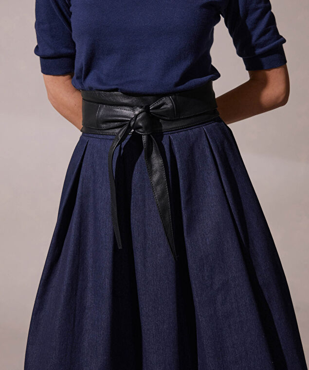 Rodier Ceinture Large à Nouer En Cuir Noire