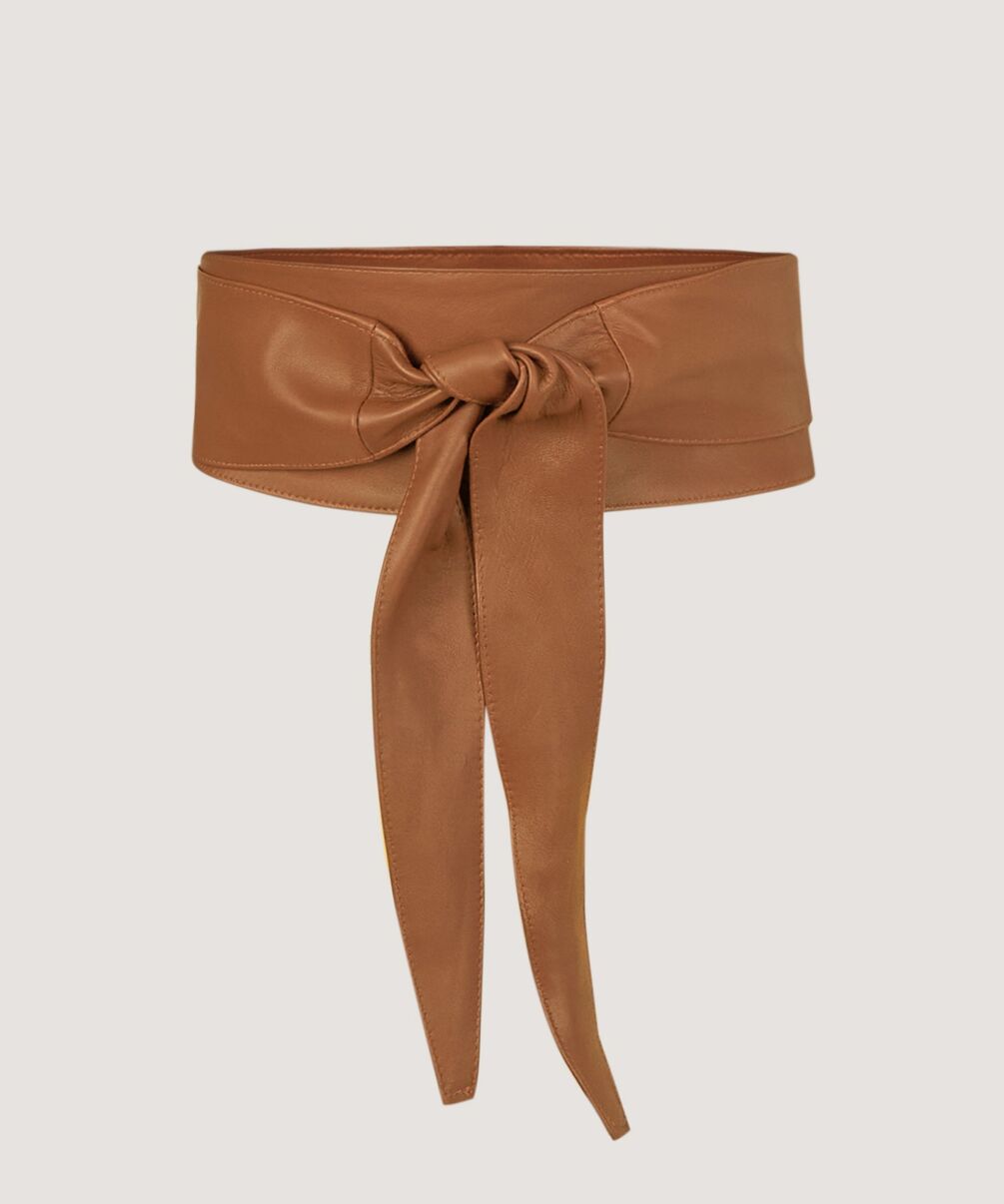 rodier Ceinture large cuir marron camel