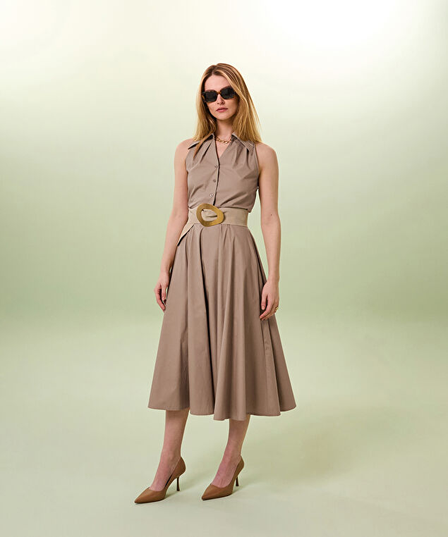 Rodier Ceinture Large En Cuir Velours Beige