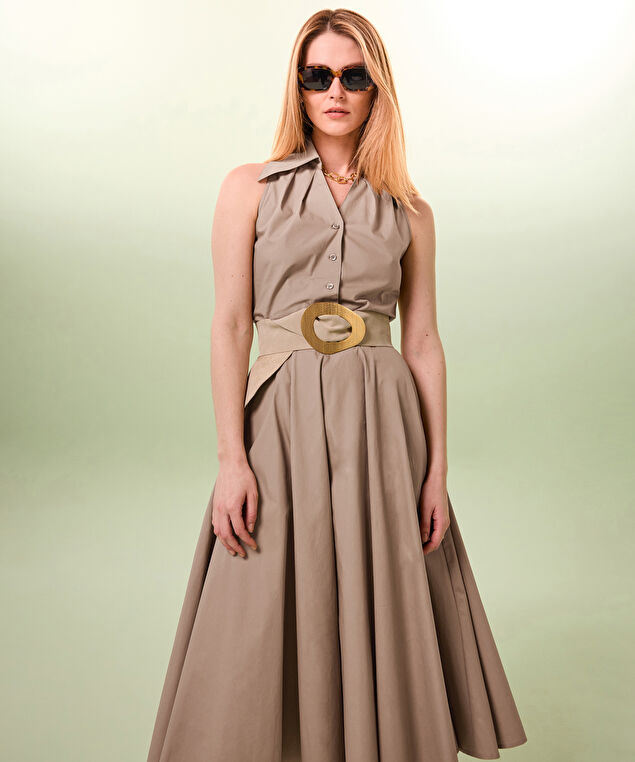 Rodier Ceinture Large En Cuir Velours Beige