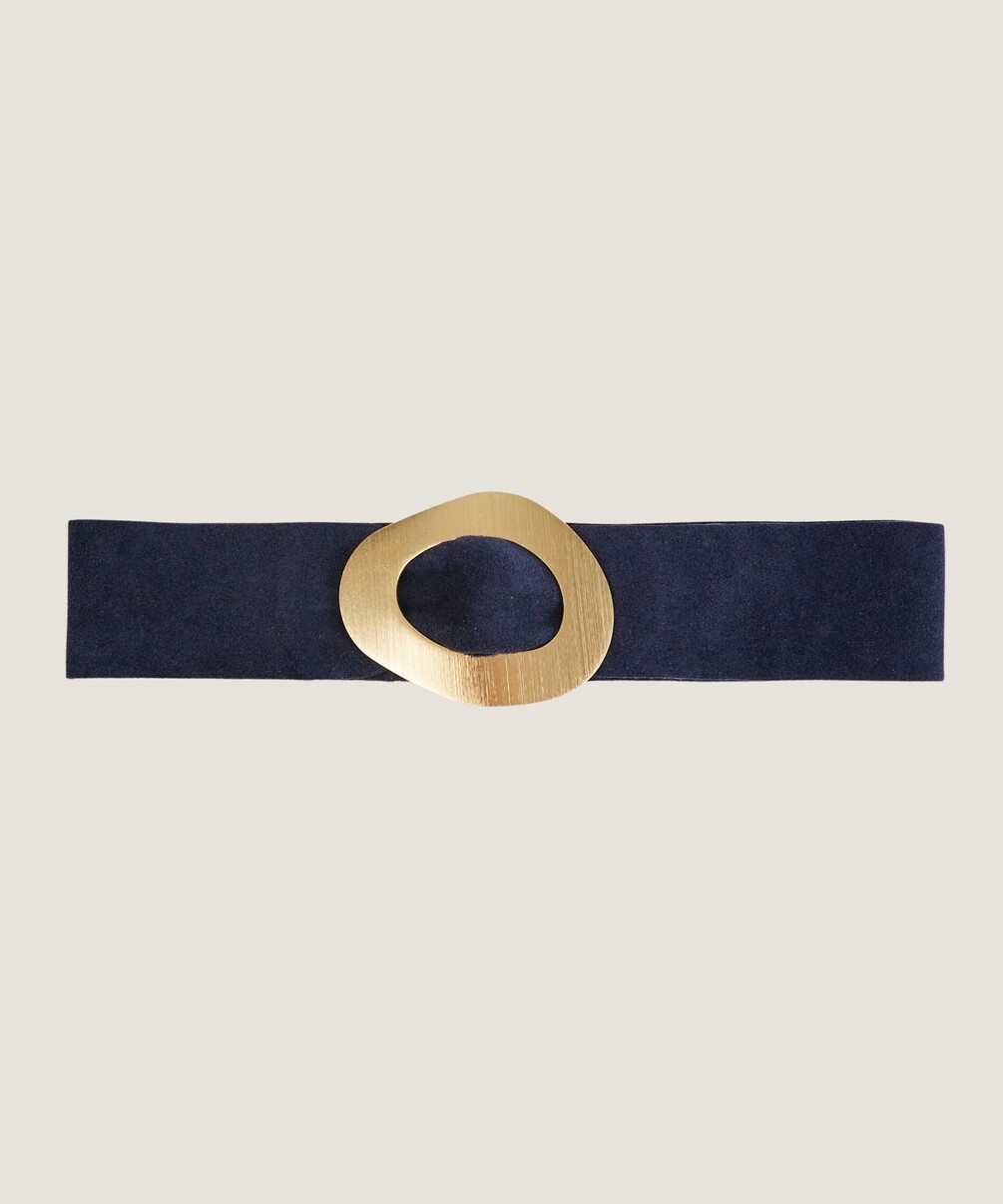 rodier Ceinture large en cuir velours bleu marine