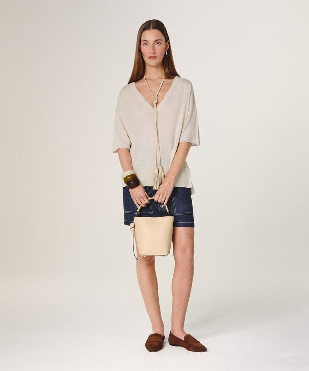 Rodier Ceinture Lien Cuir Blanc écru