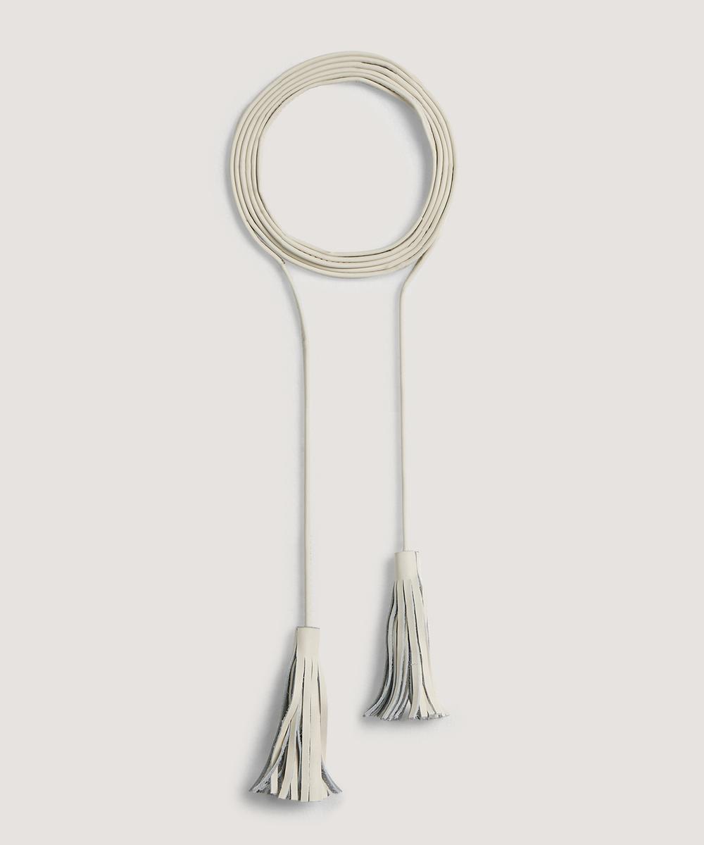 rodier Ceinture lien cuir blanc écru