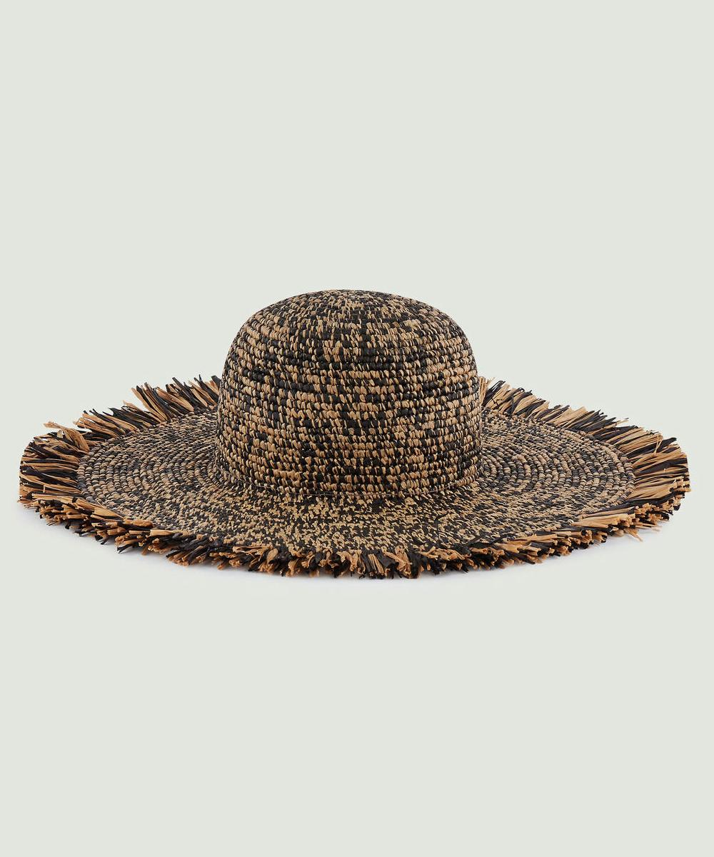 rodier Chapeau à bord frangé en raphia noir