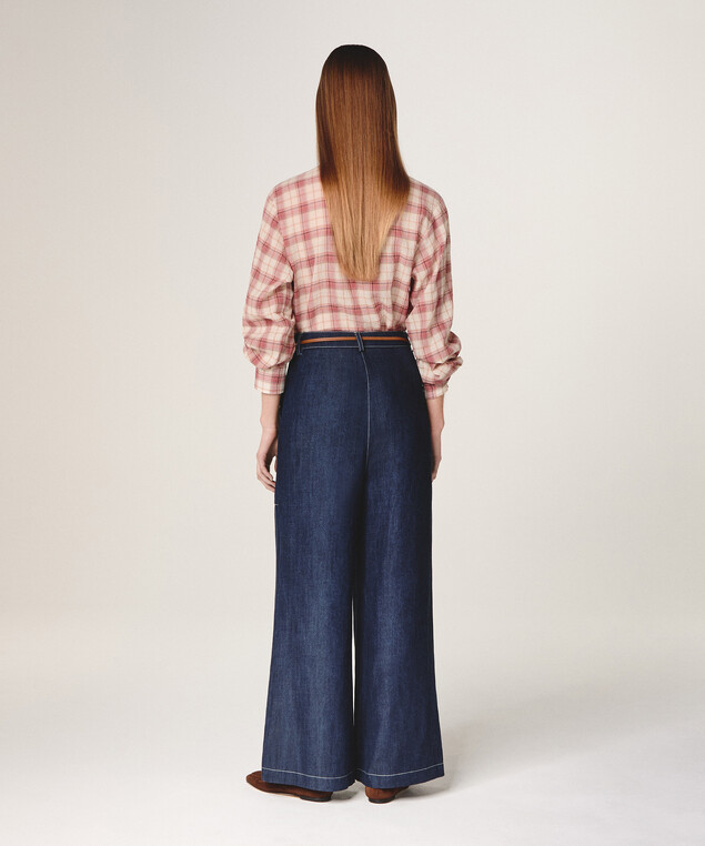 Rodier Chemise Carreaux Col Lavallière Rouge