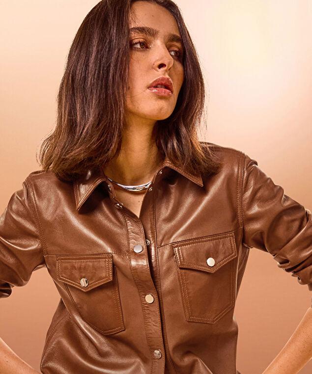 Rodier Chemise En Cuir Marron