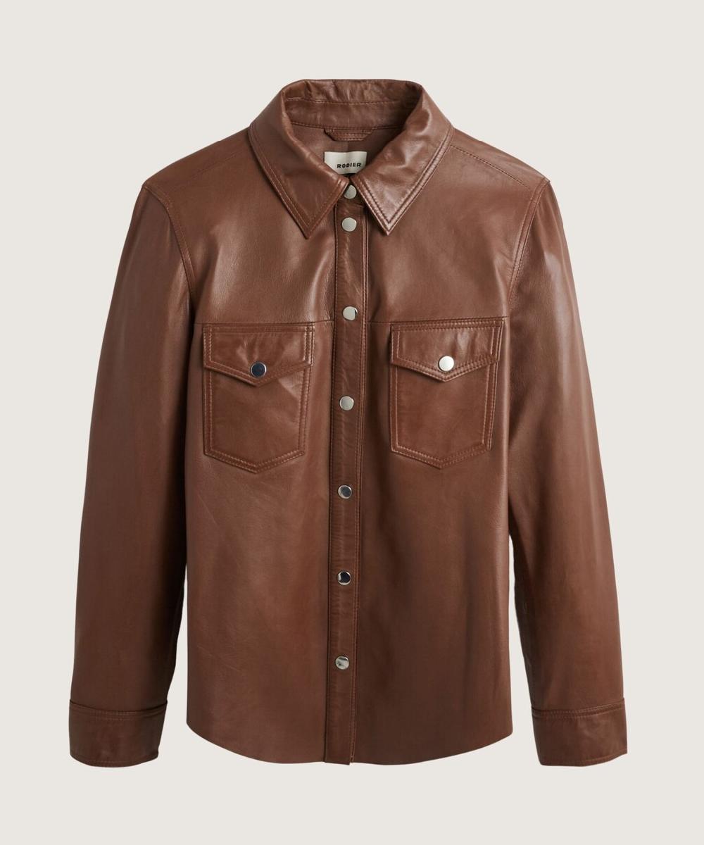 rodier Chemise en cuir marron
