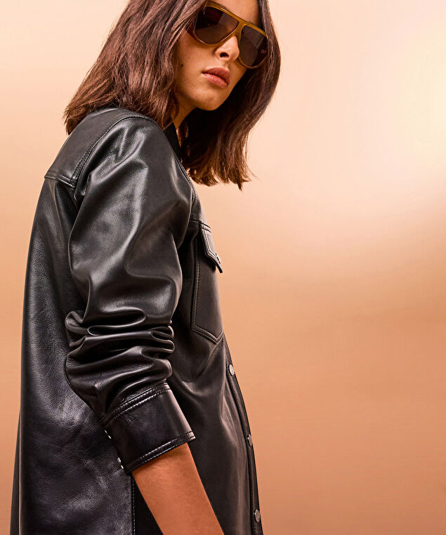 Rodier Chemise En Cuir Noire