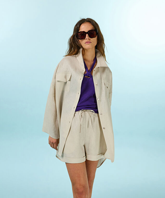 Rodier Chemise En Lin Oversize Beige