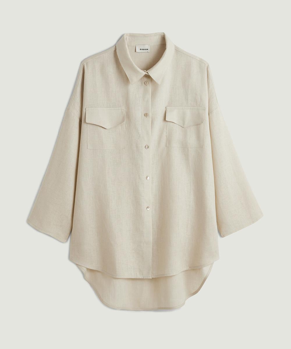 rodier Chemise en lin oversize beige