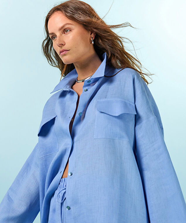 Rodier Chemise En Lin Oversize Lavande