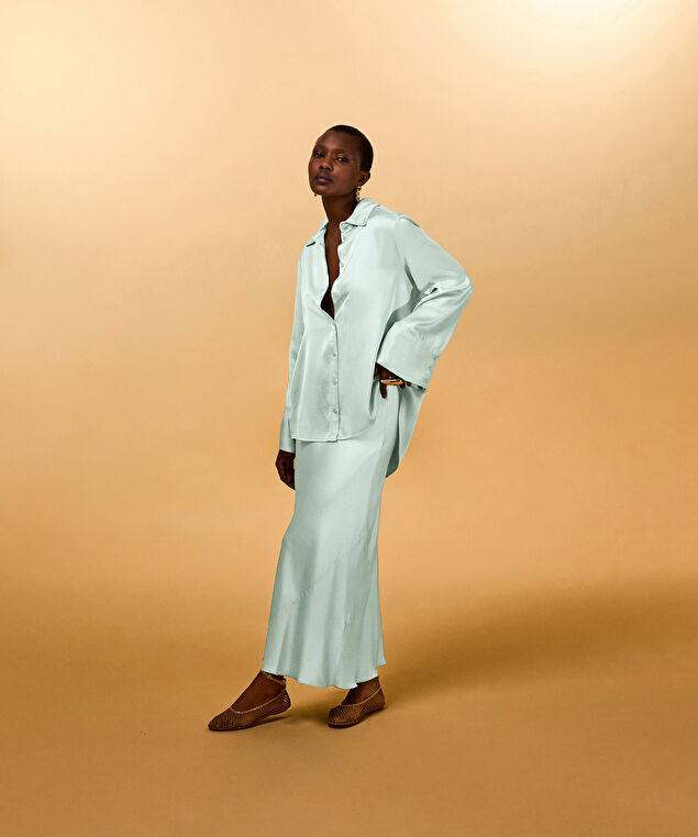 Rodier Chemise Fluide Vert D'eau