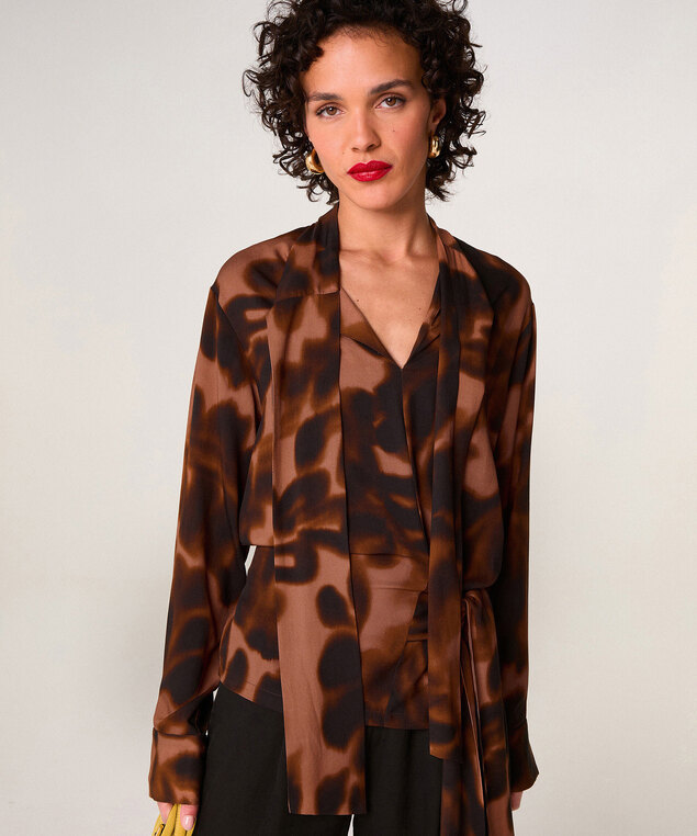 Rodier Chemise Lavallière Imprimée Marron